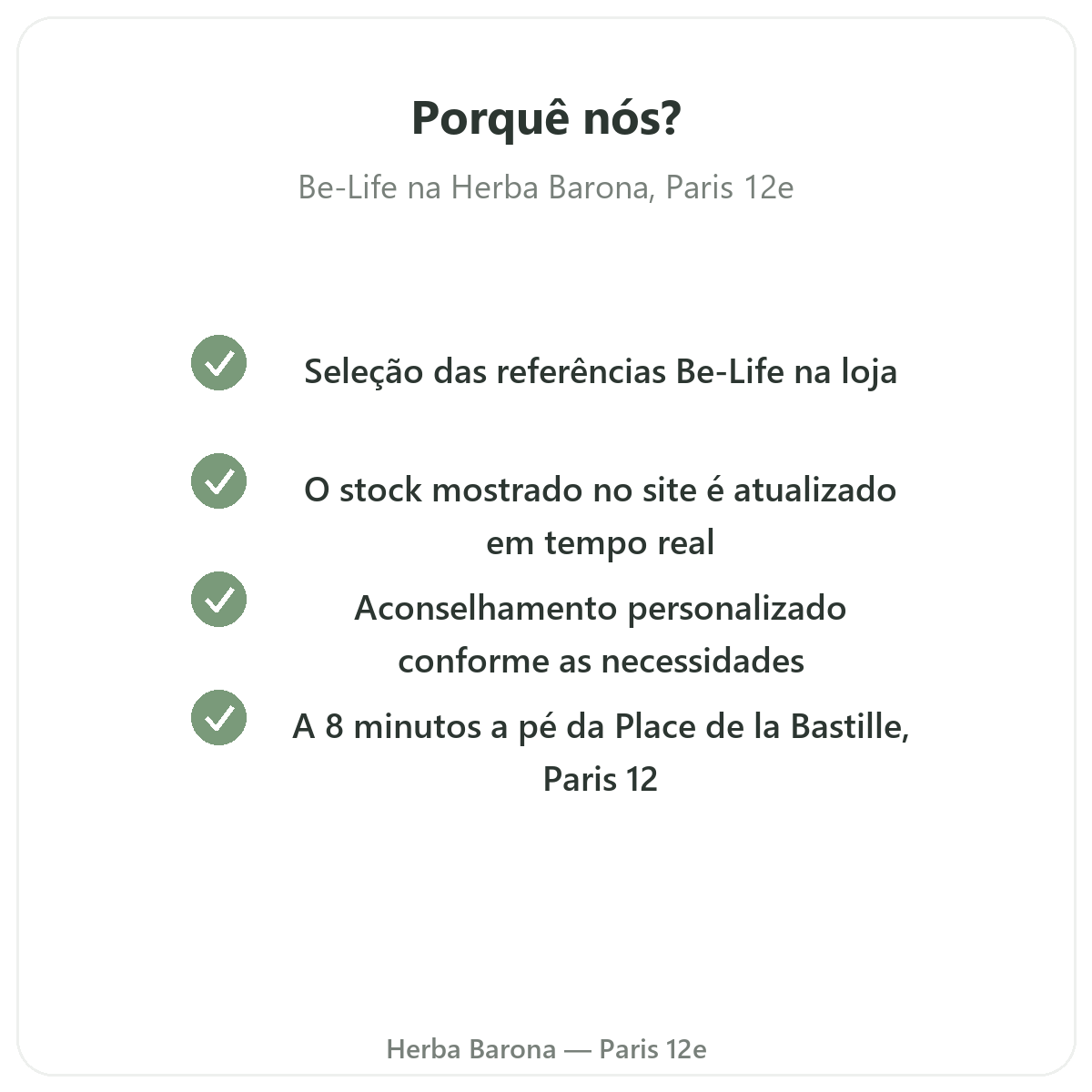Porquê comprar Be-Life em Paris na Herba Barona Paris 12e