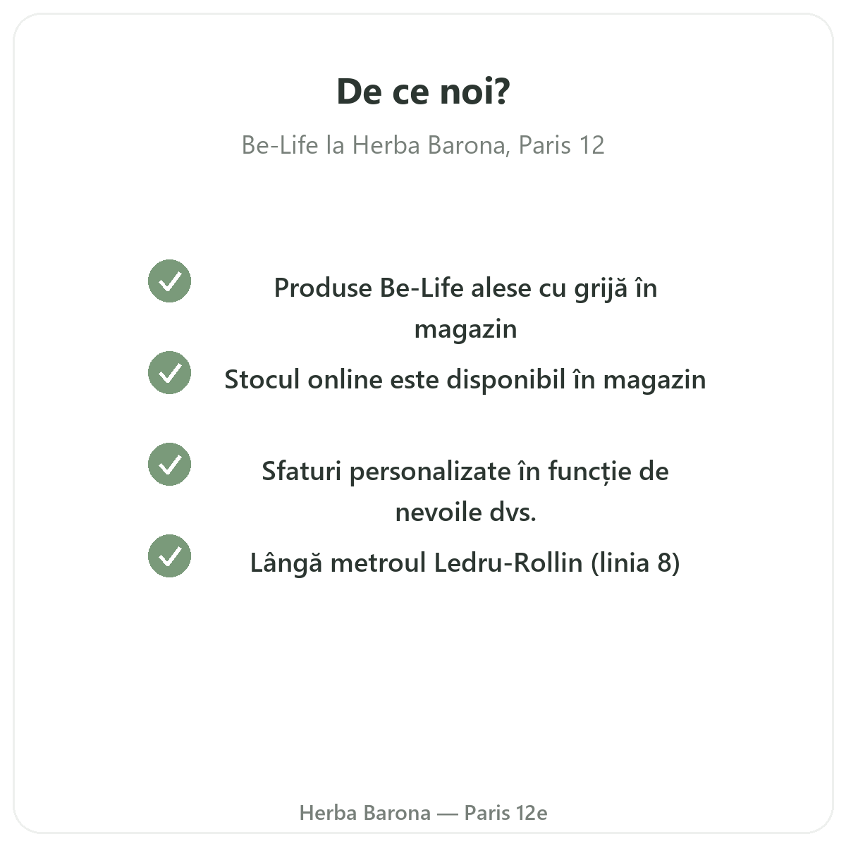 De ce să cumpărați Be-Life la Paris de la Herba Barona Paris, arondismentul 12