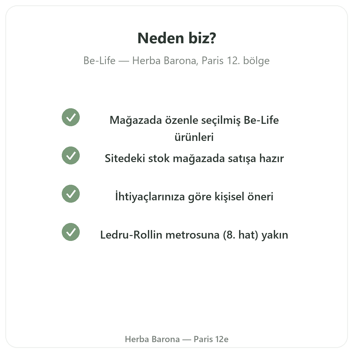 Be-Life Paris’te neden Herba Barona’dan satın alınır