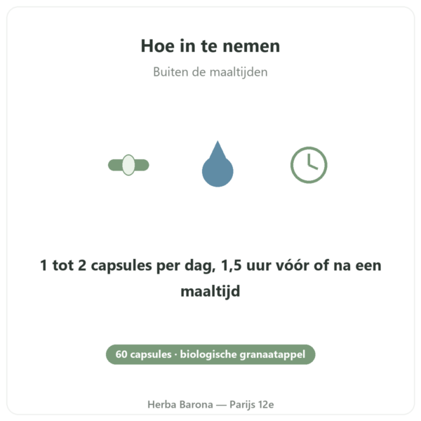 Grenade Bio Dynveo 375 mg hoe in te nemen buiten de maaltijden Parijs Herba Barona