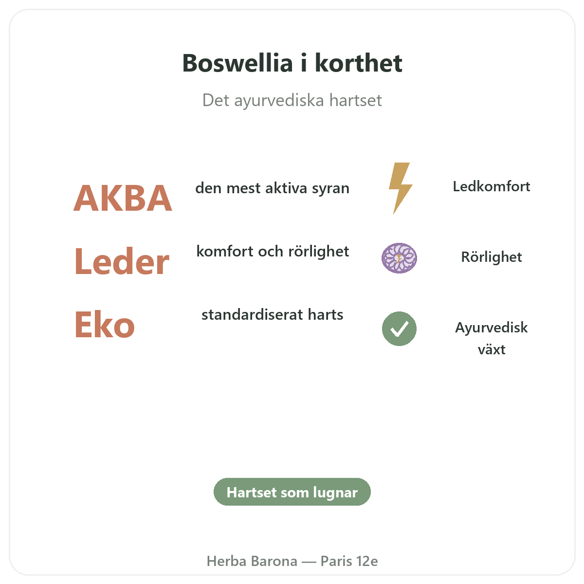 Boswellia Paris i korthet - nyckeltal hos Herba Barona Paris 12e