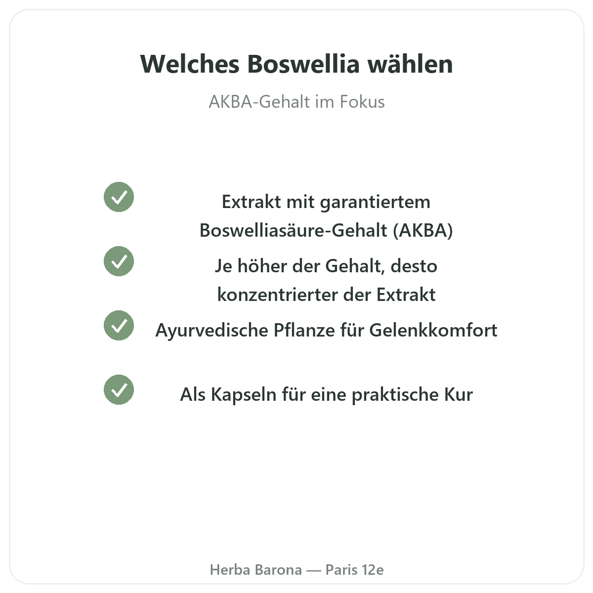 Boswellia Paris - Qualitätsversprechen bei Herba Barona Paris 12e