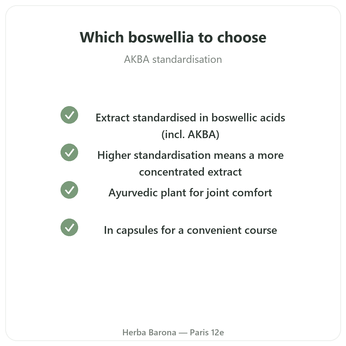 Boswellia in Paris - quality commitments at Herba Barona Paris 12th