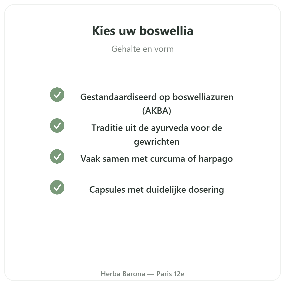 Boswellia Paris Paris - engagements qualite chez Herba Barona Paris 12e