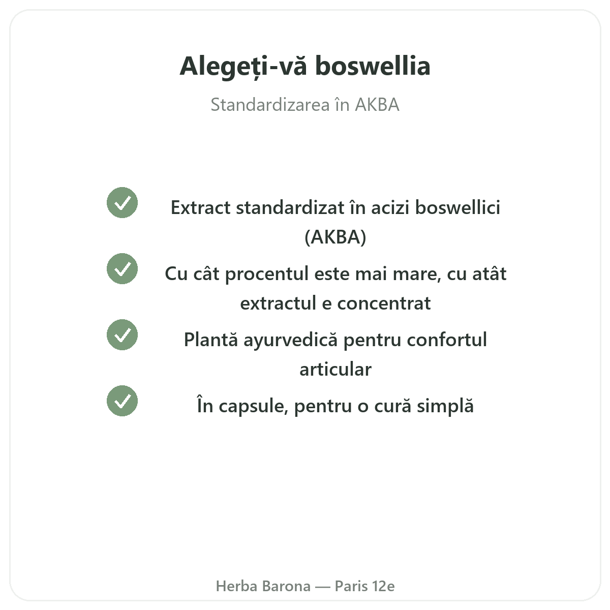 Boswellia Paris - angajamente de calitate la Herba Barona Paris 12e