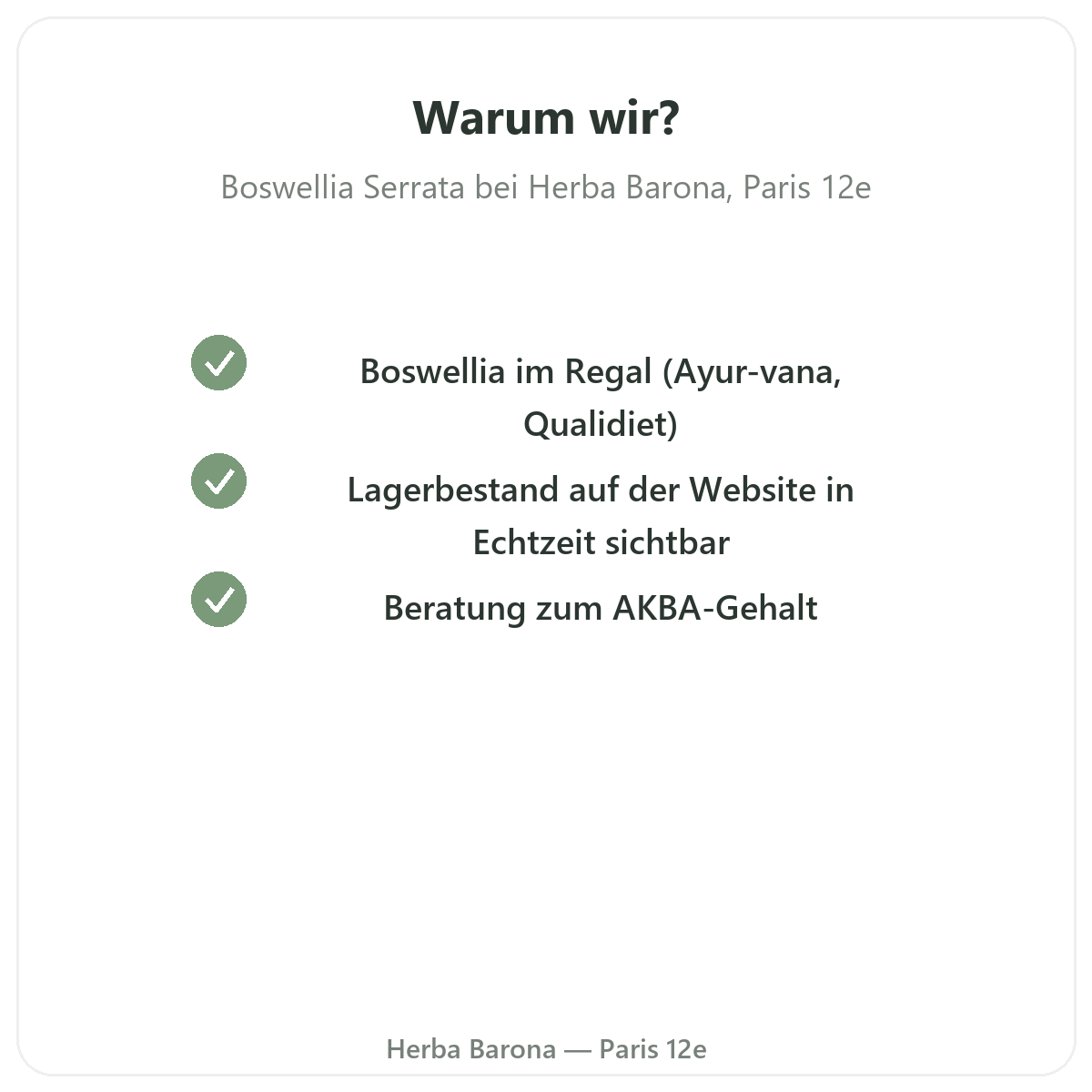 Warum Boswellia in Paris bei Herba Barona Paris 12e kaufen