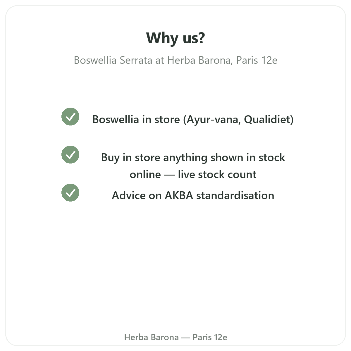 Why buy boswellia in Paris at Herba Barona Paris 12th
