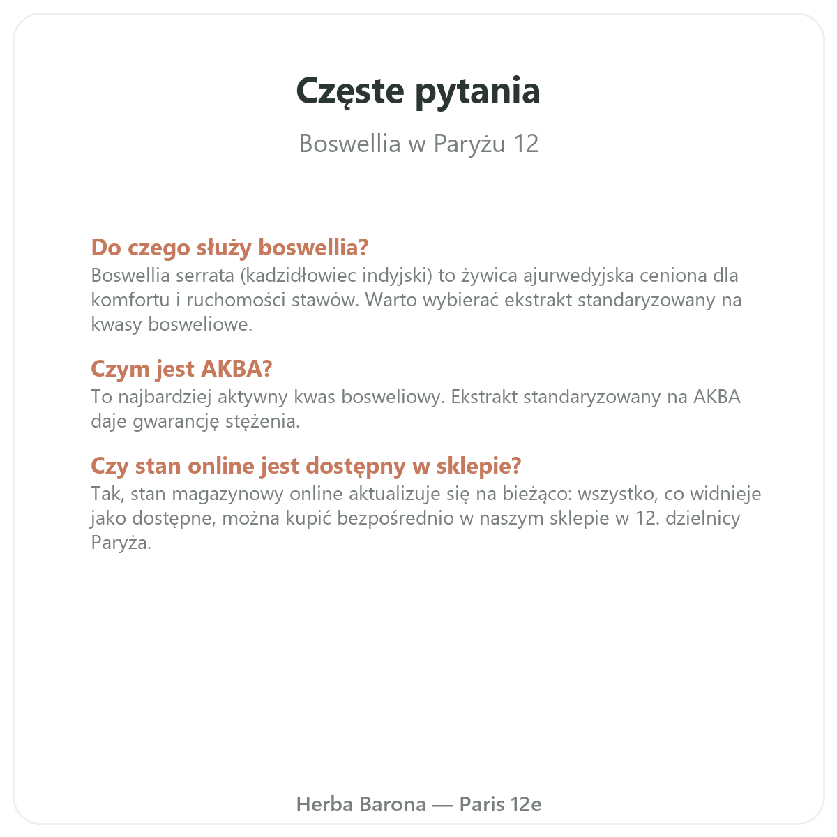 Najczęstsze pytania o Boswellia - Herba Barona, dostawa do Polski