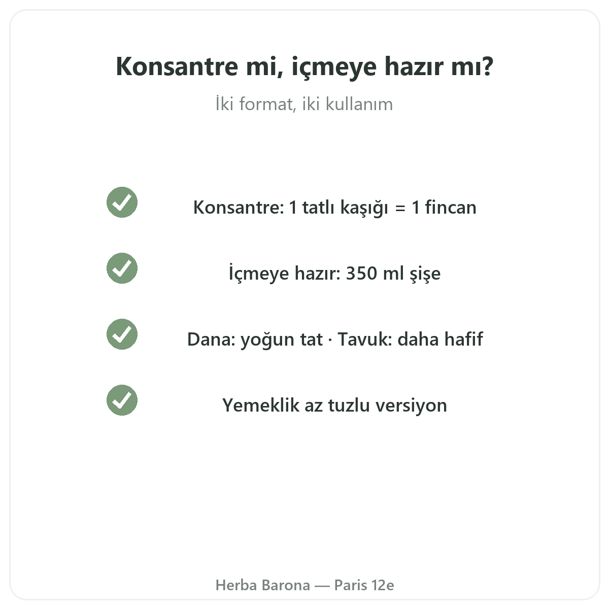 Konsantre mi, içmeye hazır mı — Herba Barona Paris 12. bölgede doğru seçim