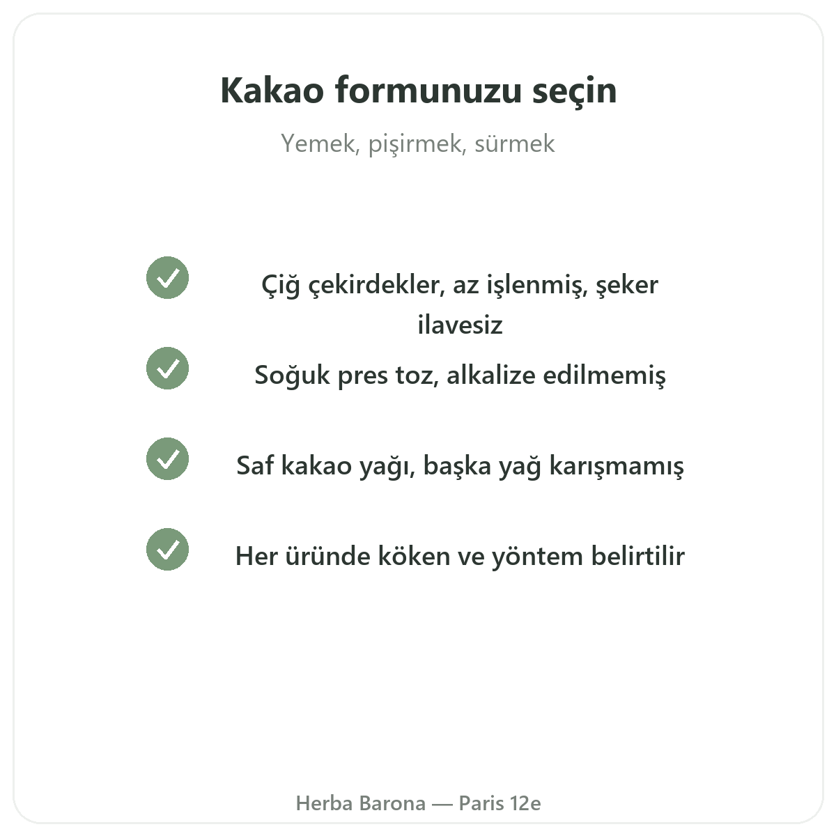 Cacao cru Paris Paris - Herba Barona’da kalite taahhütleri, Paris 12. bölge