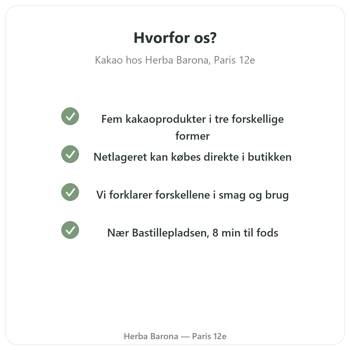 Hvorfor købe rå kakao Paris i Paris hos Herba Barona Paris 12