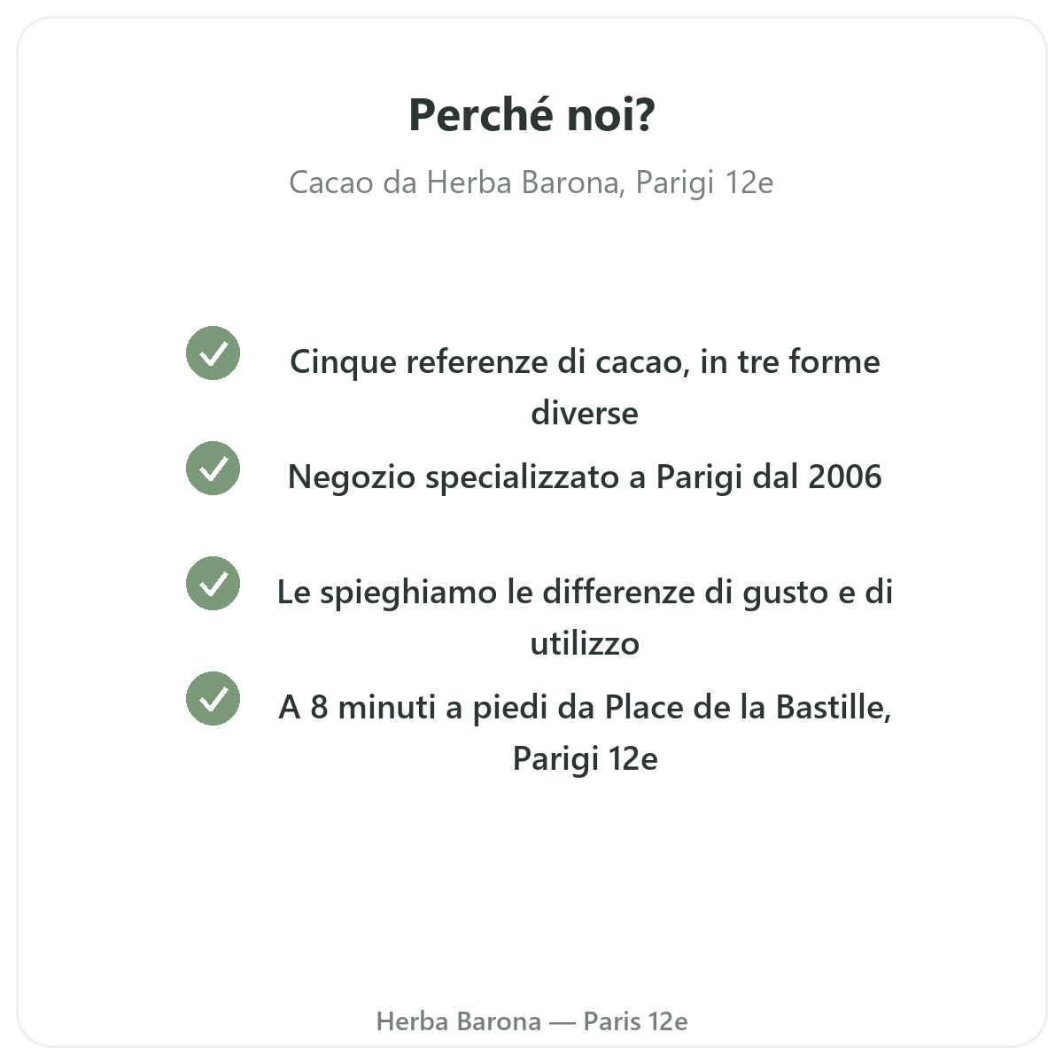 Perché acquistare Cacao crudo Parigi a Parigi da Herba Barona Parigi 12e