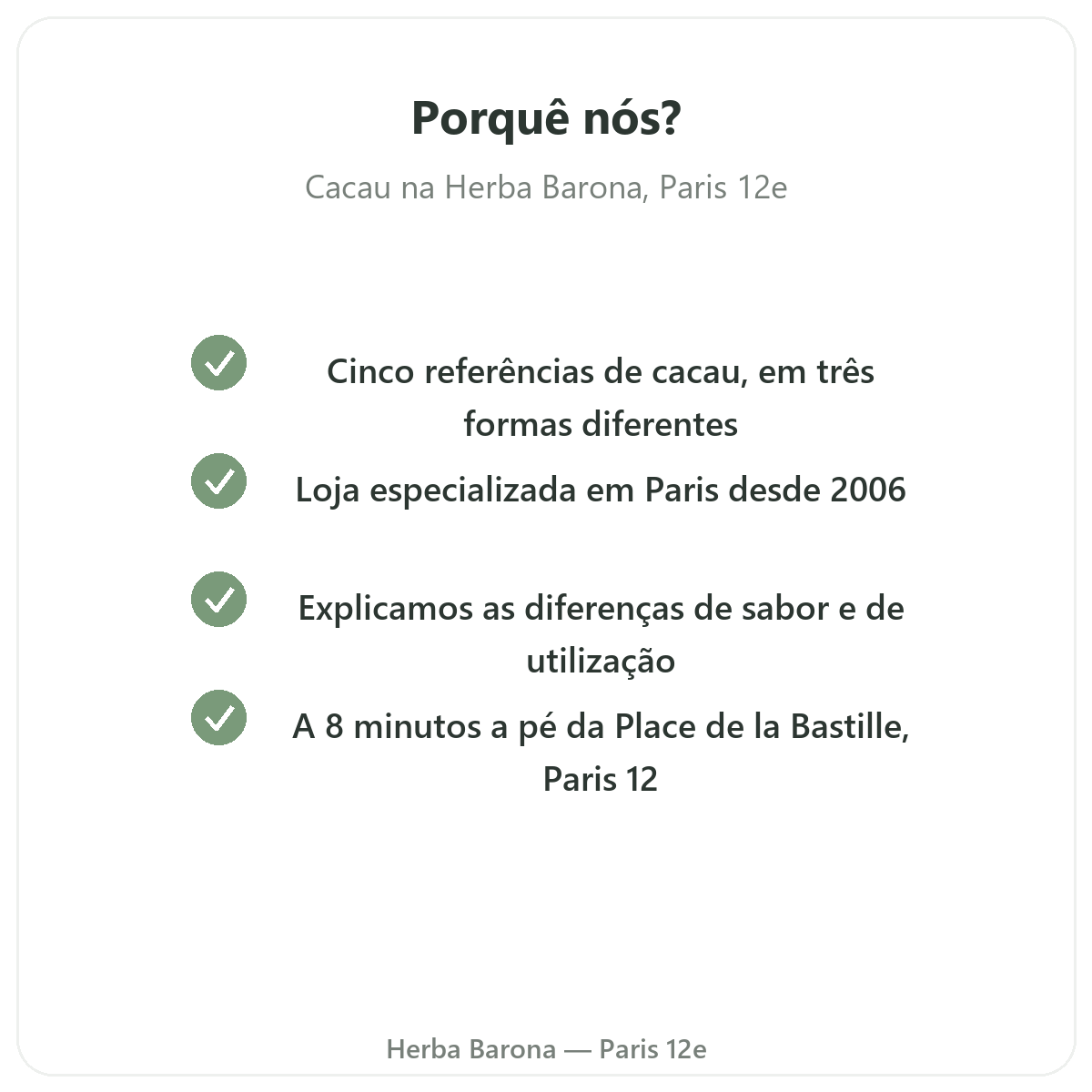 Porquê comprar Cacau cru Paris na Herba Barona Paris 12e