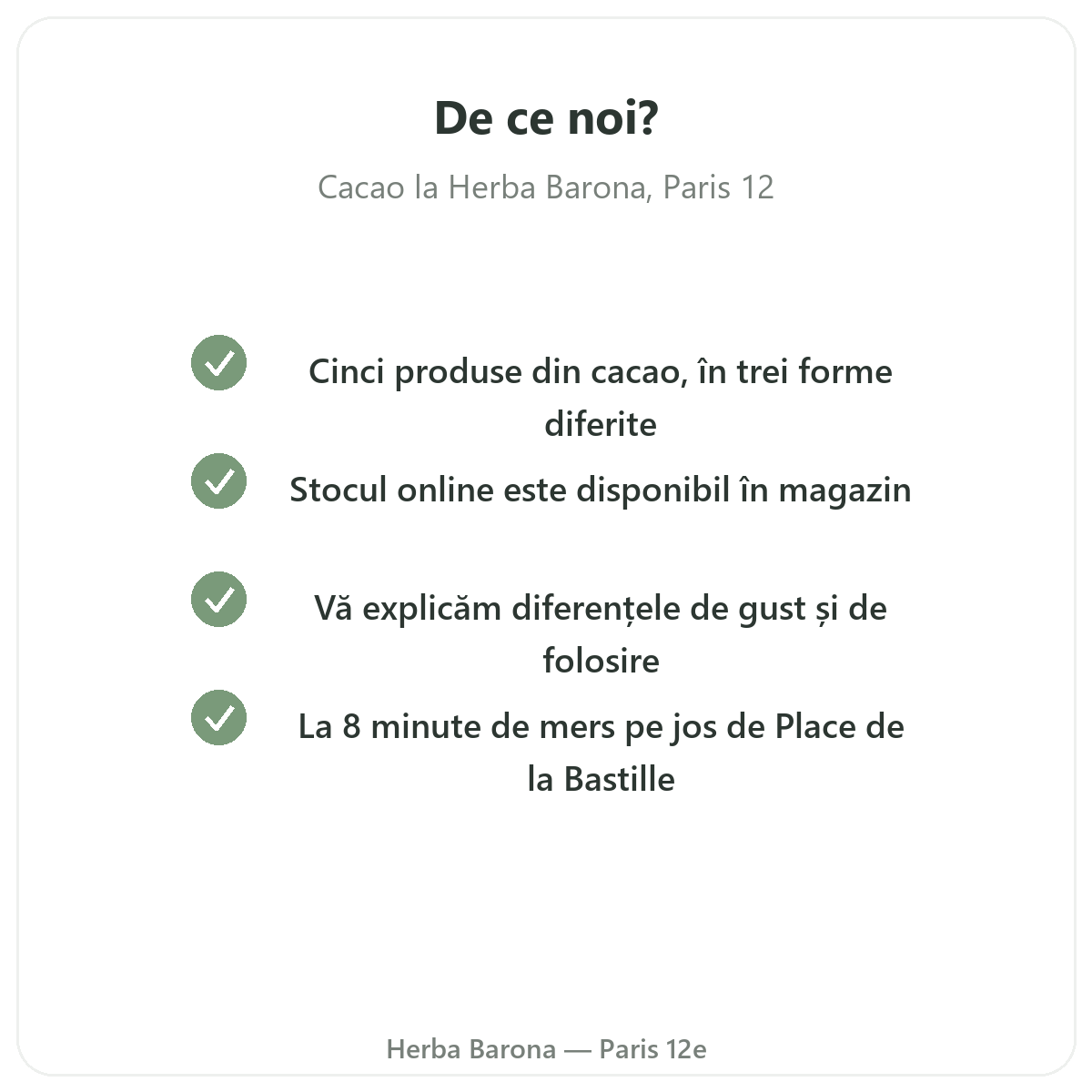 De ce să cumpărați Cacao crud Paris de la Herba Barona Paris, arondismentul 12