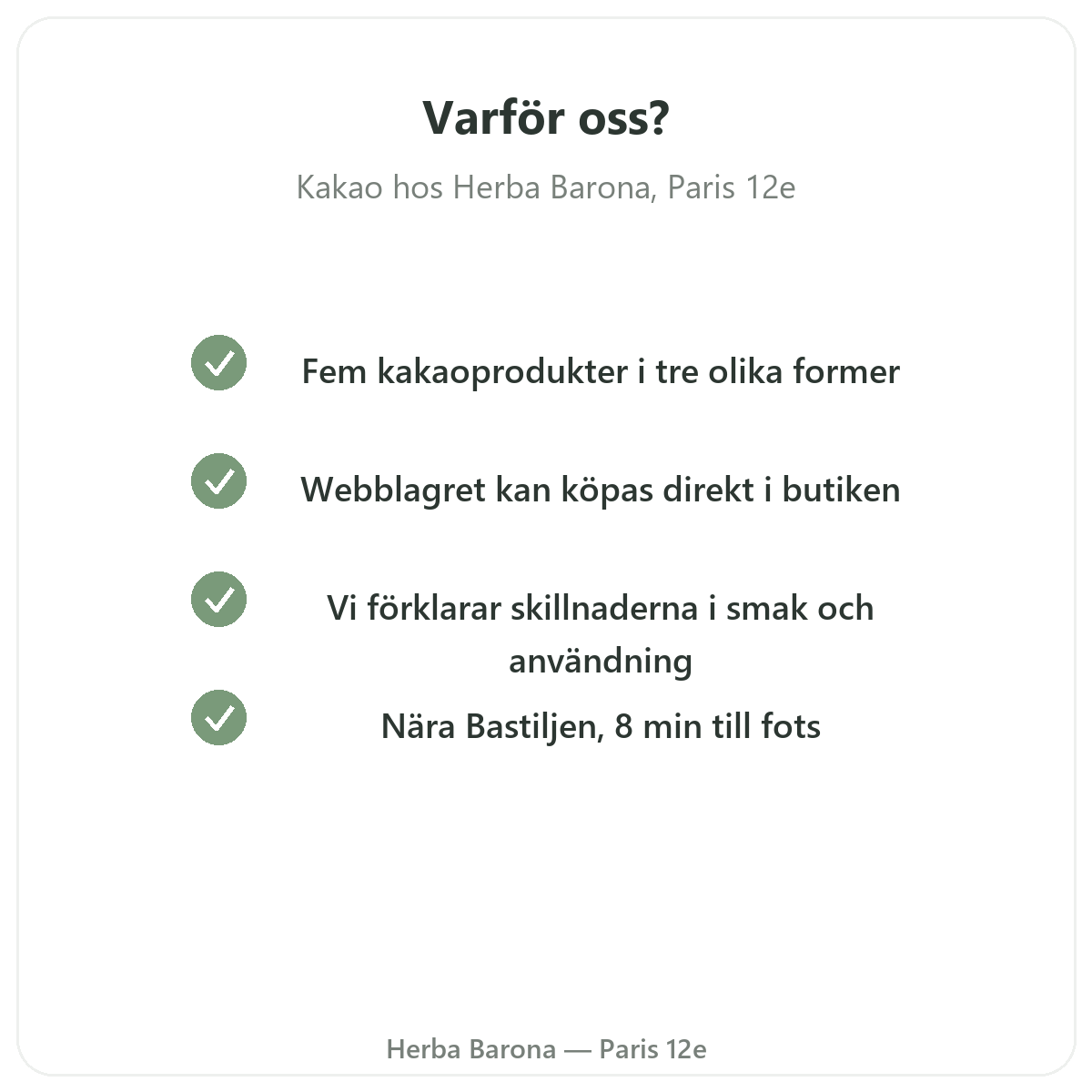 Varför köpa Rå kakao Paris i Paris hos Herba Barona Paris 12e