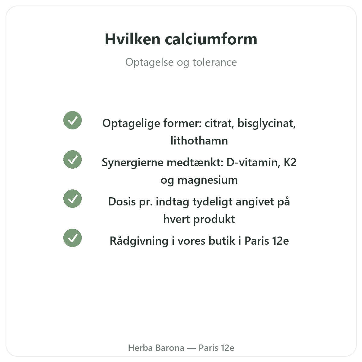 Calcium - vigtige aktive stoffer at vælge hos Herba Barona Paris 12