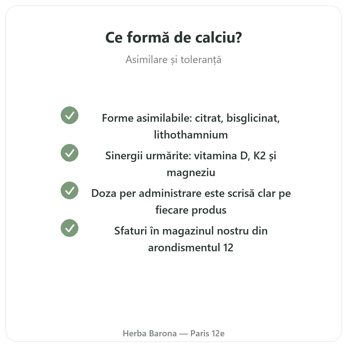 Calciu - ingrediente active cheie la Herba Barona Paris, arondismentul 12