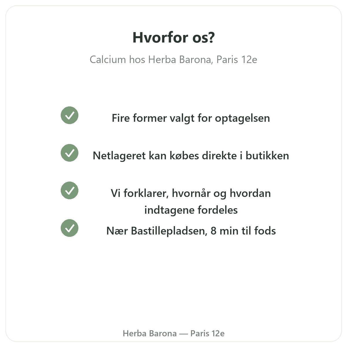 Hvorfor købe Calcium i Paris hos Herba Barona Paris 12