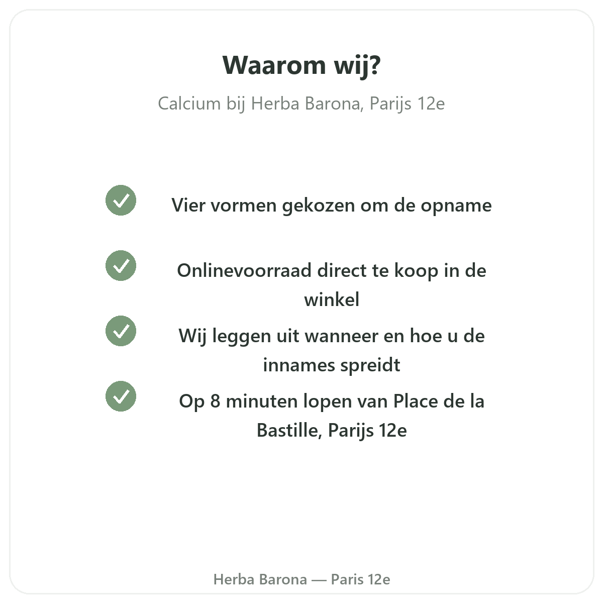 Pourquoi acheter Calcium a Paris chez Herba Barona Paris 12e