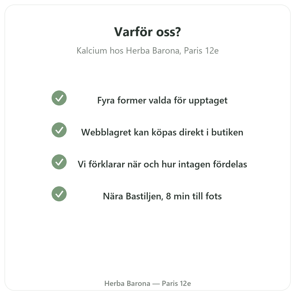 Varför köpa kalcium i Paris hos Herba Barona Paris 12e