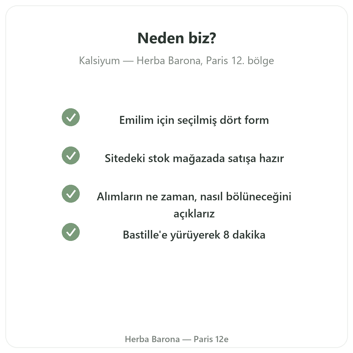 Neden Paris’te Herba Barona Paris 12. bölgeden Kalsiyum satın almalı