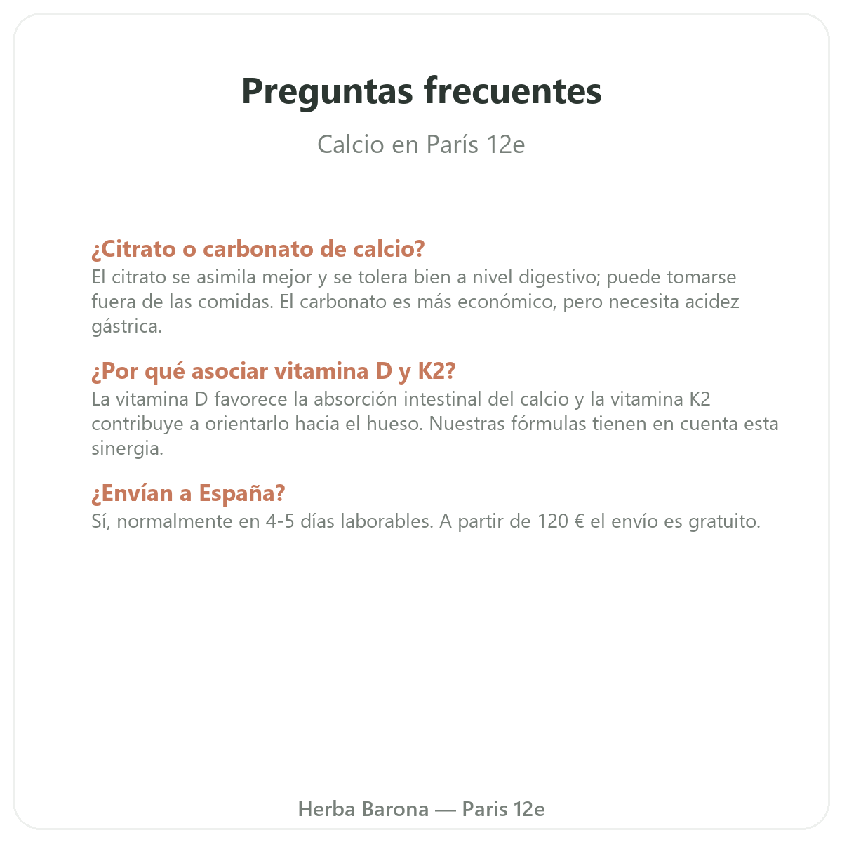 Preguntas frecuentes Calcio en París - Herba Barona París 12e