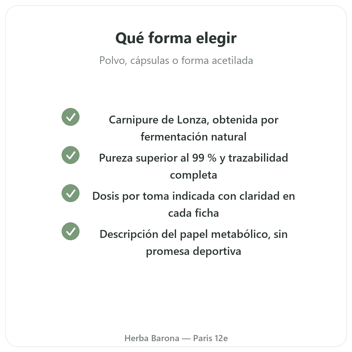 L-Carnitina París - compromisos de calidad en Herba Barona París 12e