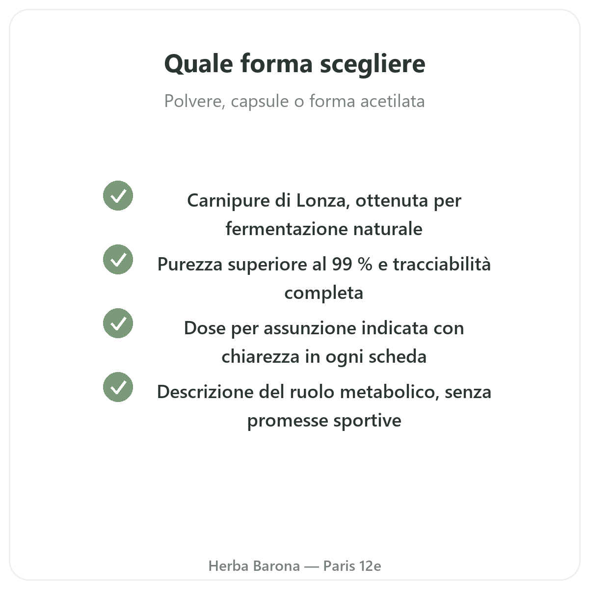 L-Carnitina a Parigi - impegni di qualità da Herba Barona Parigi 12e