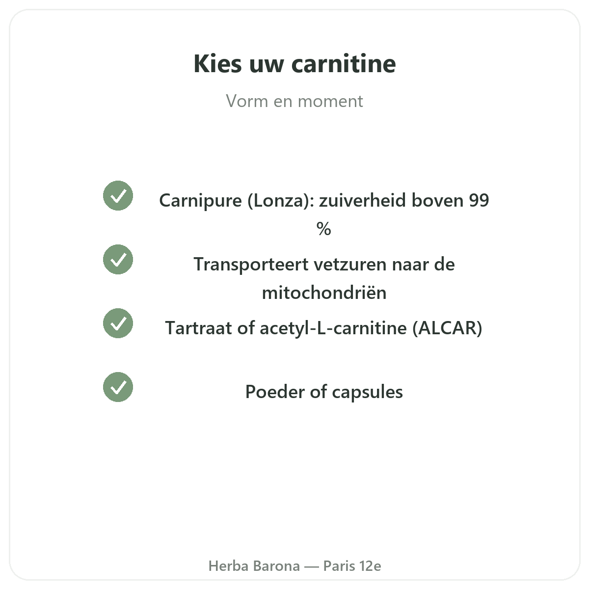 L-Carnitine Paris Paris - engagements qualite chez Herba Barona Paris 12e