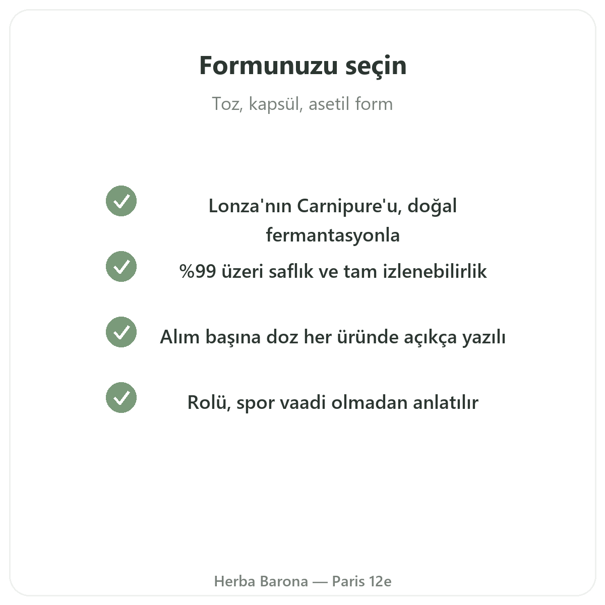 L-Karnitin Paris - Herba Barona Paris 12. bölge kalite taahhütleri