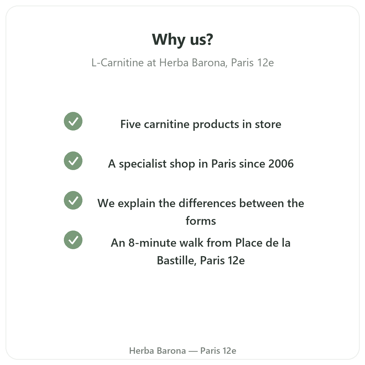 Why buy L-Carnitine in Paris at Herba Barona Paris 12th