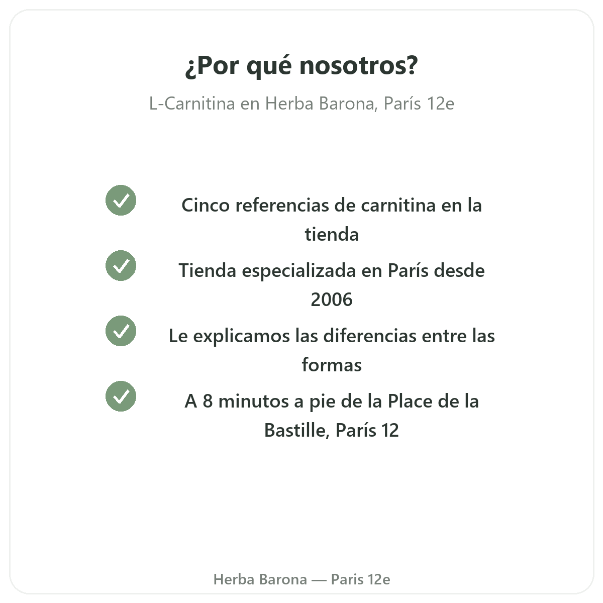 Por qué comprar L-Carnitina en París en Herba Barona París 12e