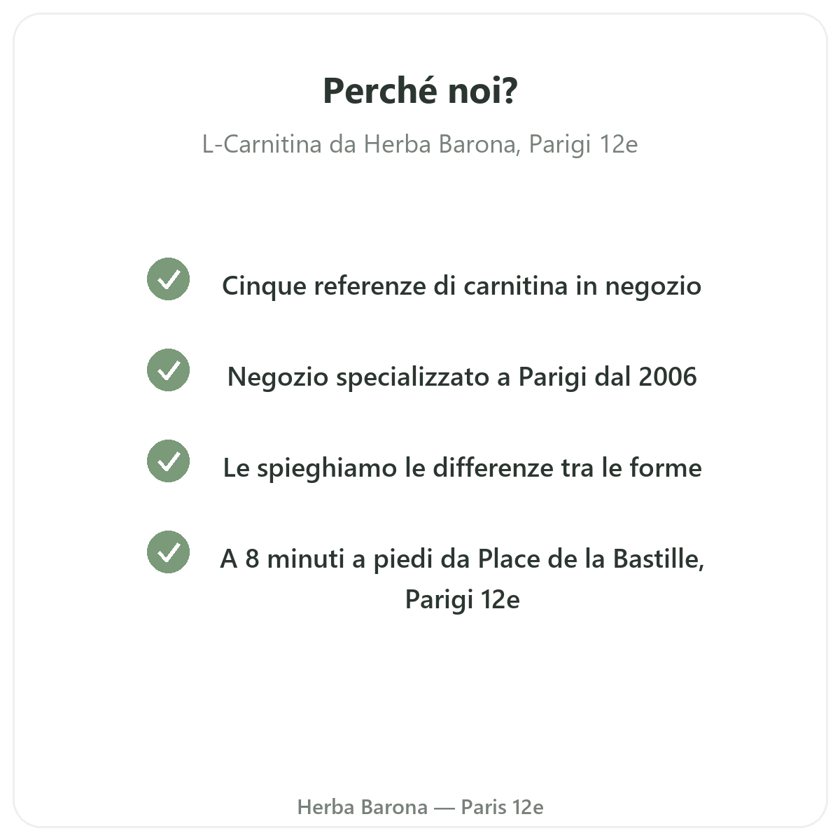 Perché acquistare L-Carnitina a Parigi da Herba Barona Parigi 12e