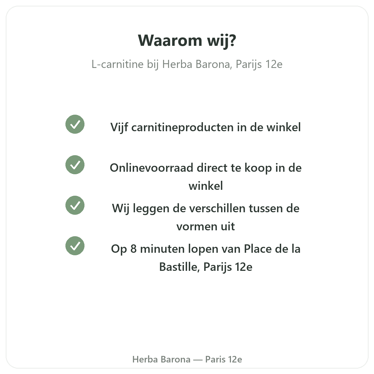 Pourquoi acheter L-Carnitine Paris a Paris chez Herba Barona Paris 12e