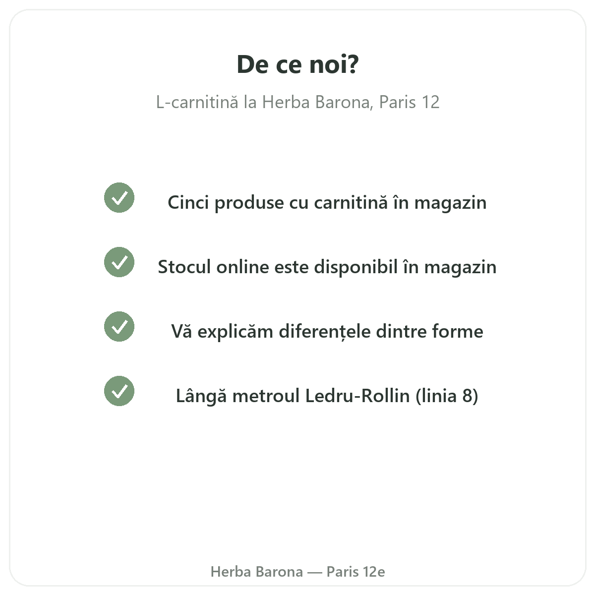 Pourquoi acheter L-Carnitine Paris a Paris chez Herba Barona Paris 12e