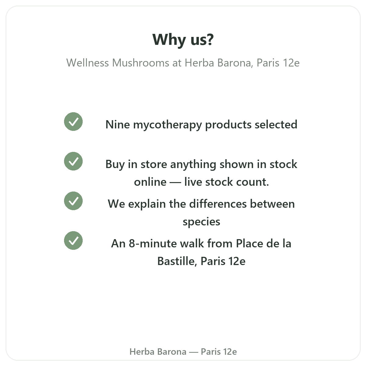 Why buy wellness mushrooms in Paris at Herba Barona Paris 12th
