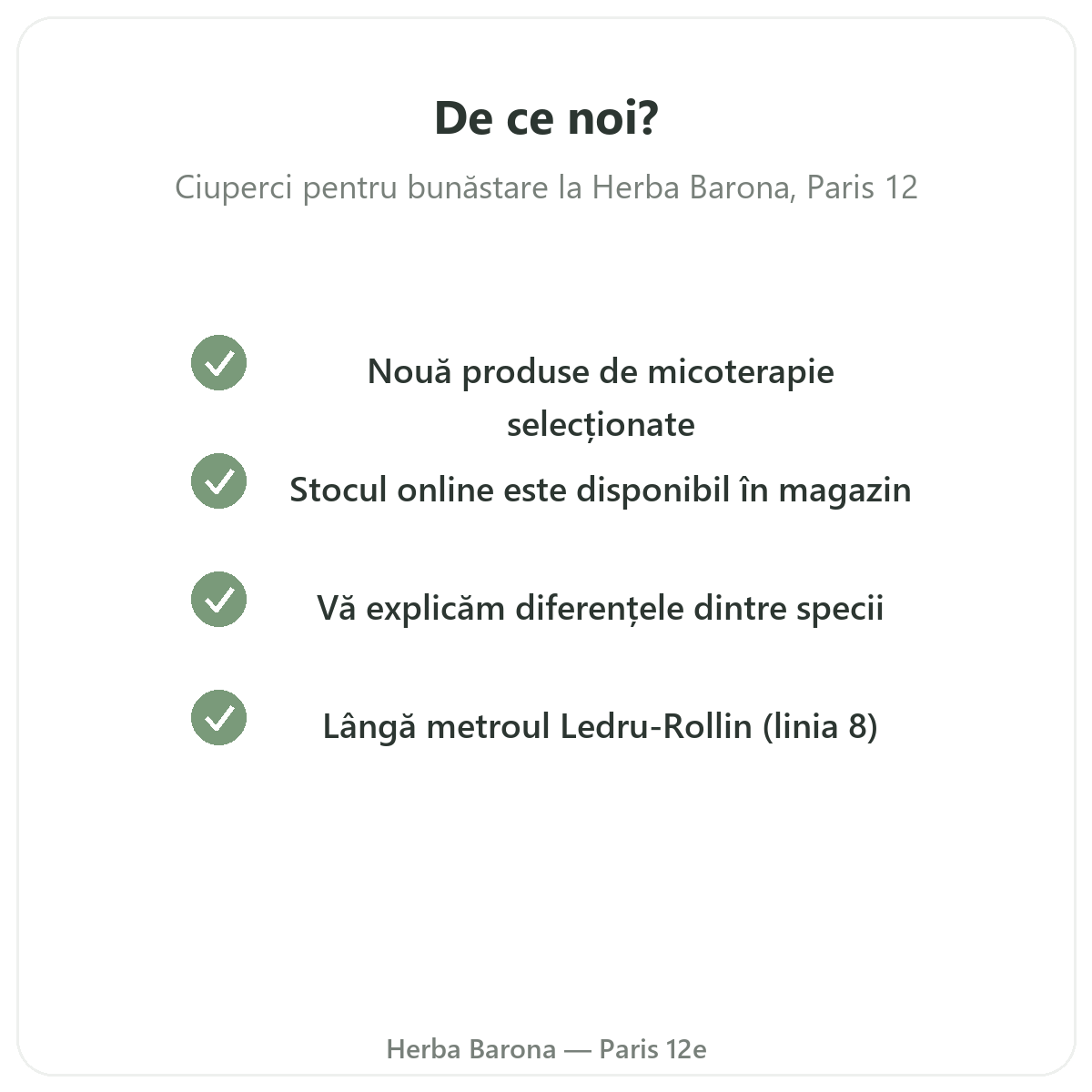 De ce să cumpărați ciuperci medicinale la Paris de la Herba Barona Paris, arondismentul 12