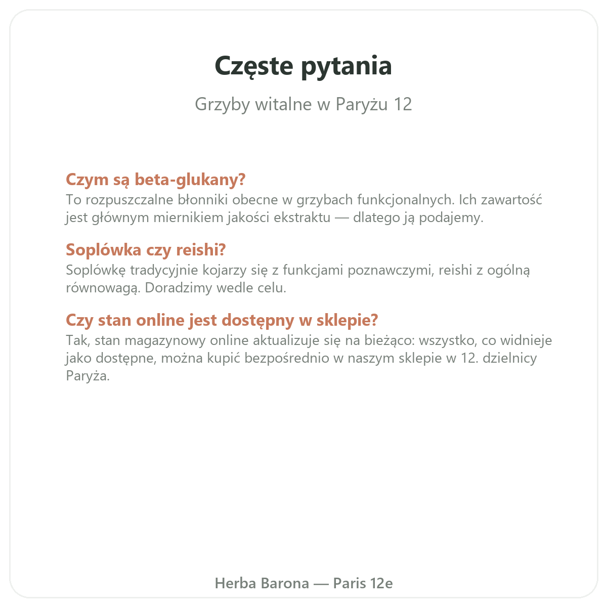 Najczęstsze pytania o grzyby prozdrowotne w Polsce - Herba Barona - wysyłka do Polski