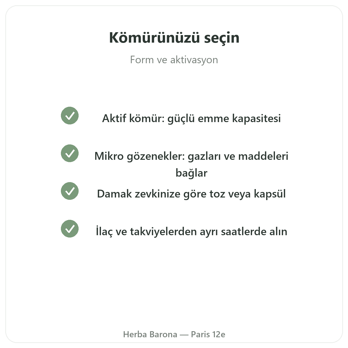 Bitkisel kömür Paris - Herba Barona Paris 12. bölgede kalite taahhütleri