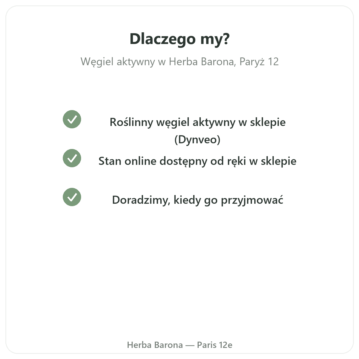 Dlaczego kupić węgiel roślinny w Herba Barona, Paryż 12