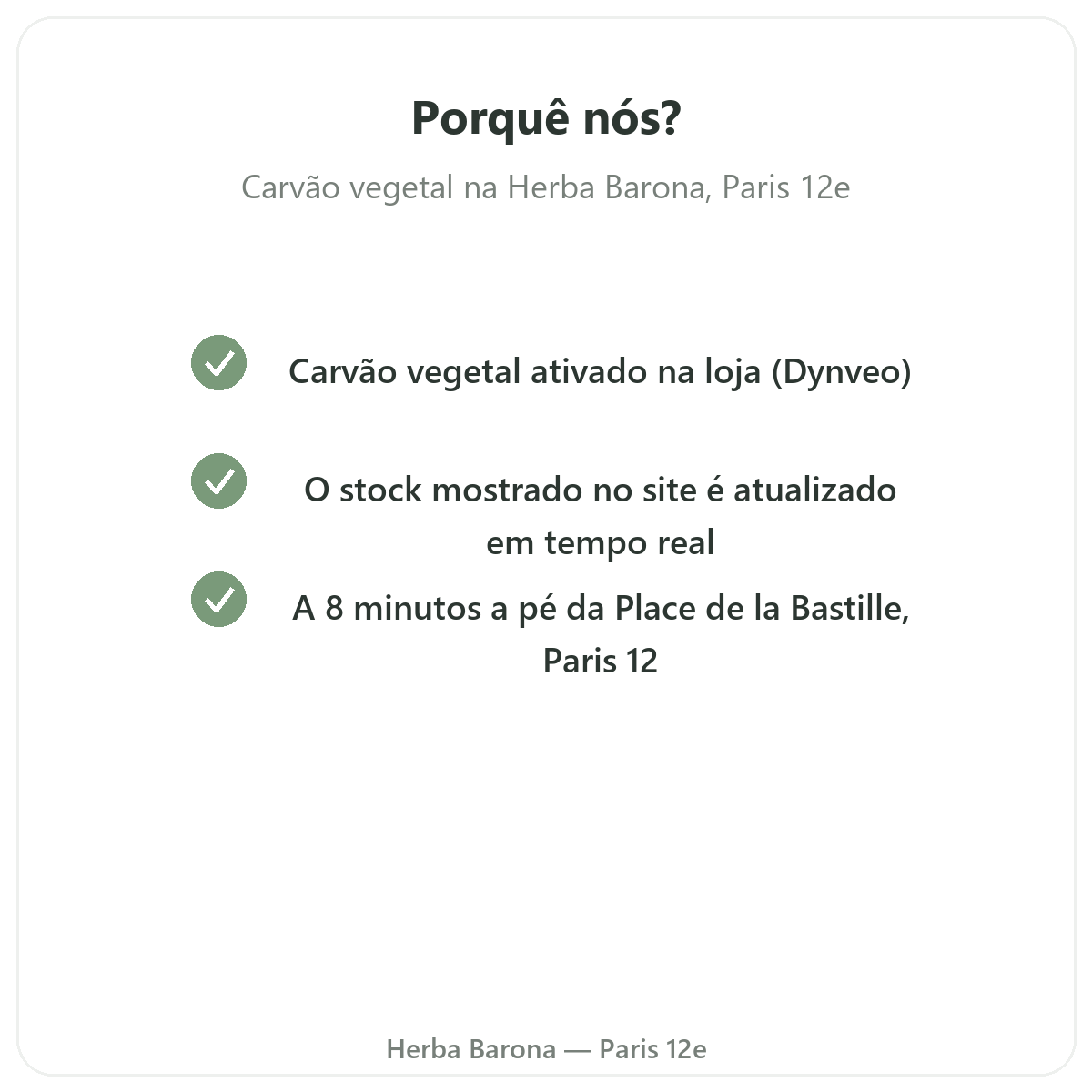 Porquê comprar Carvão vegetal em Paris na Herba Barona Paris 12e