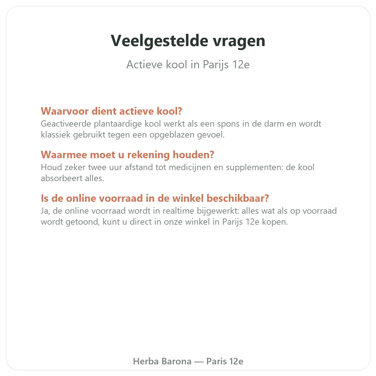 Questions frequentes Charbon vegetal Paris a Paris - Herba Barona Paris 12e