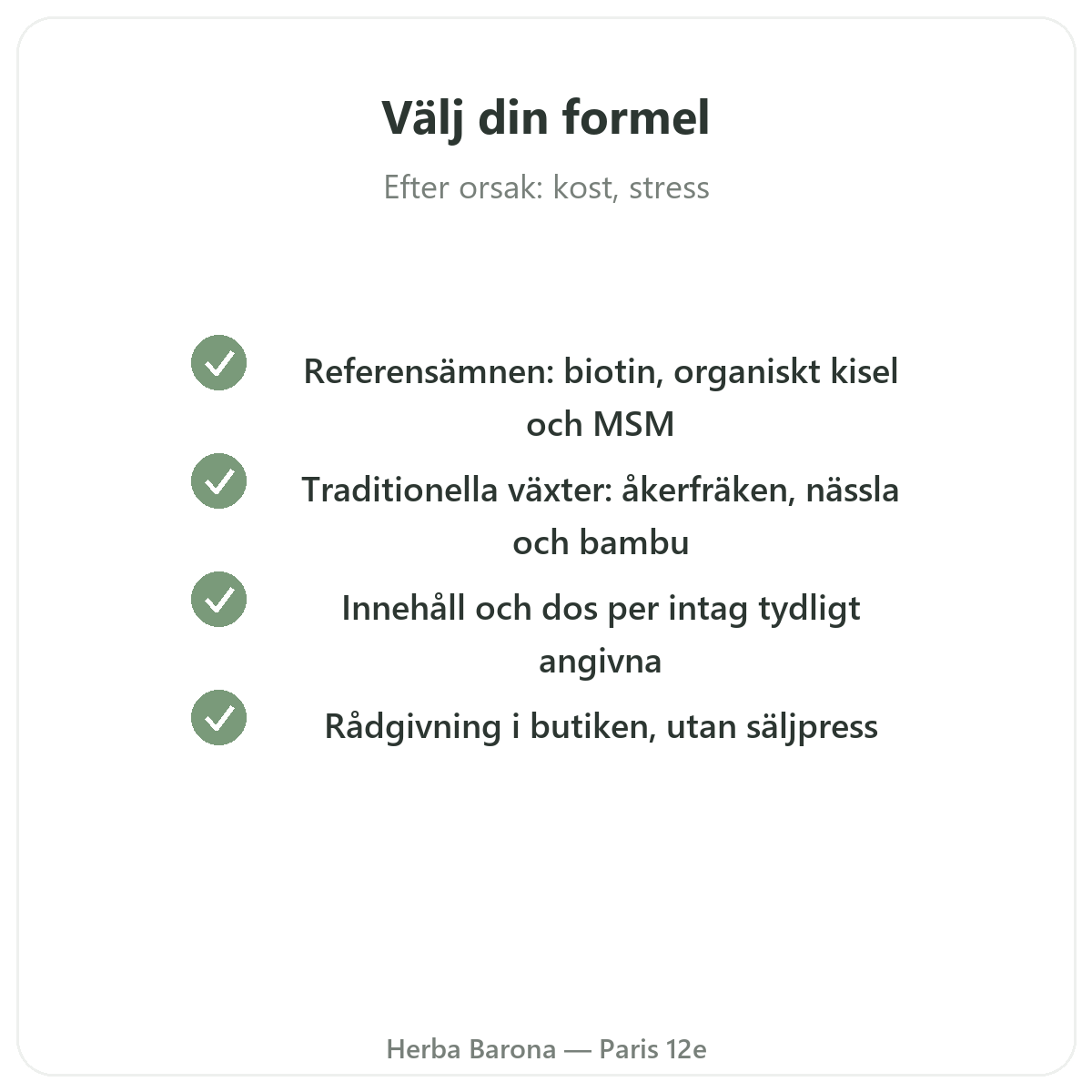 Hårtillskott – viktiga aktiva ämnen att välja hos Herba Barona Paris 12e