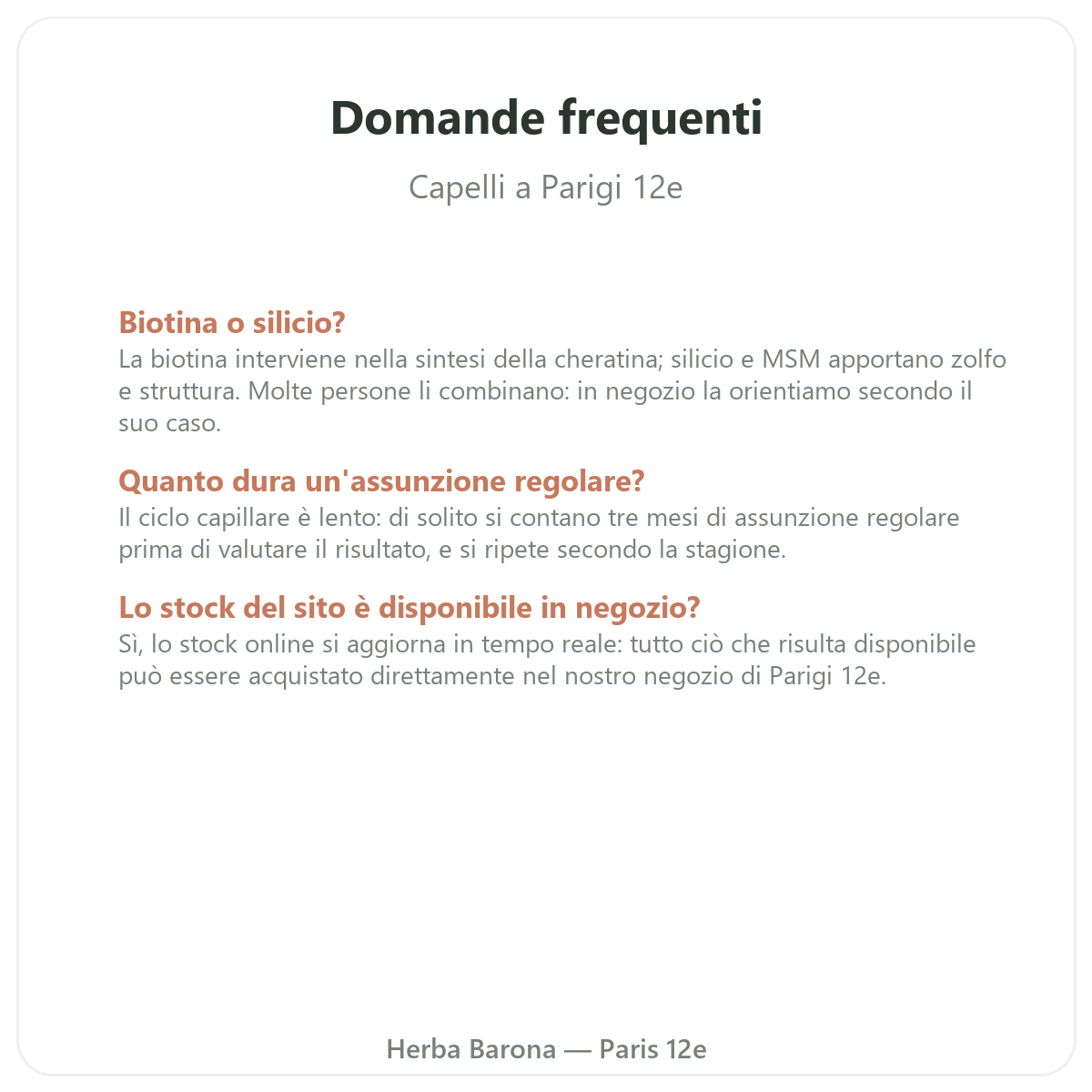 Questions frequentes Complements cheveux a Paris - Herba Barona Paris 12e