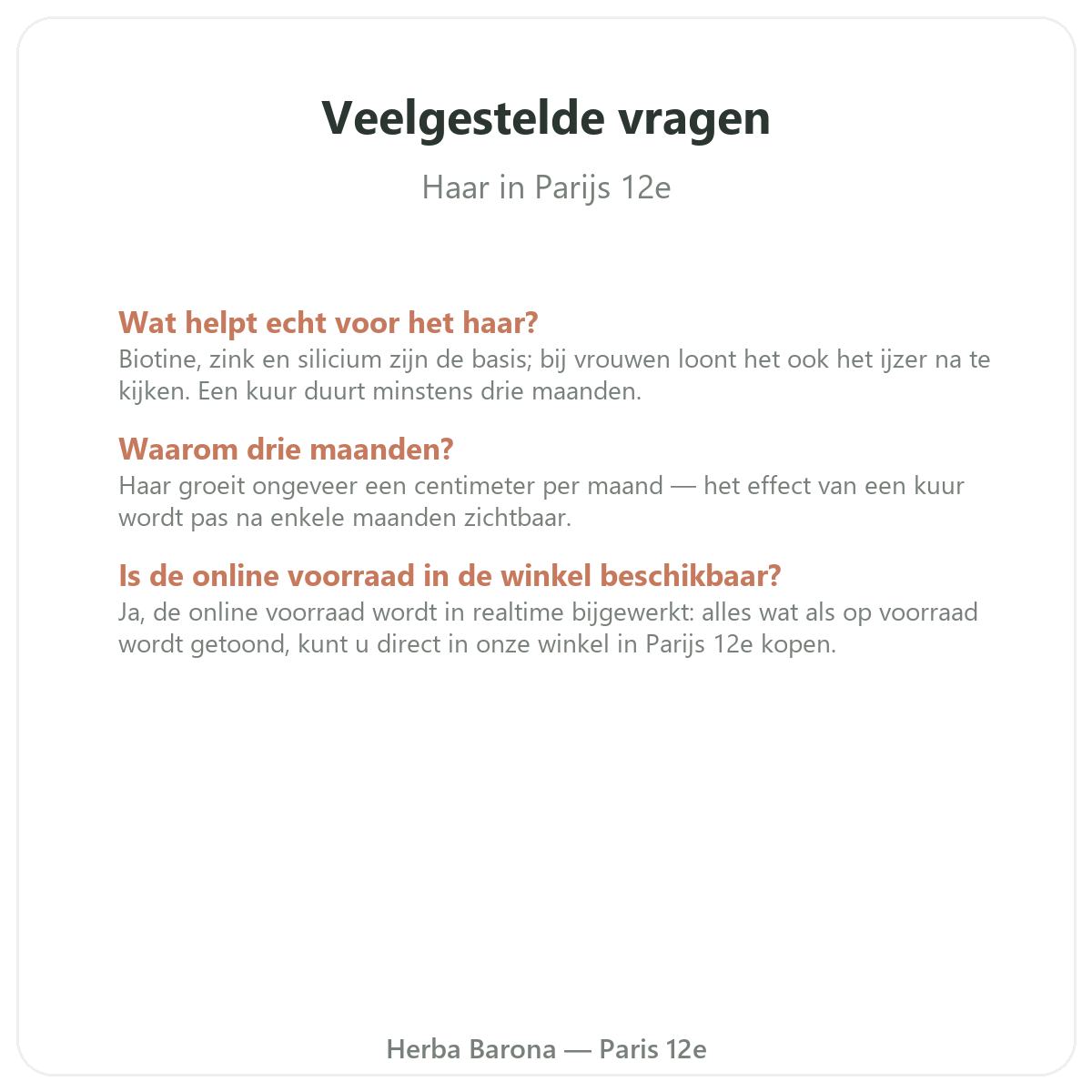 Questions frequentes Complements cheveux a Paris - Herba Barona Paris 12e