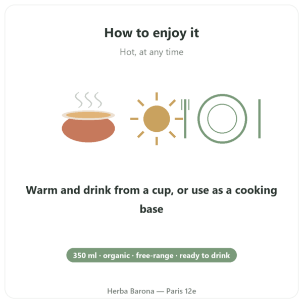 Chicken Bone Broth 350ml - Jarmino directions and dosage Paris Herba Barona