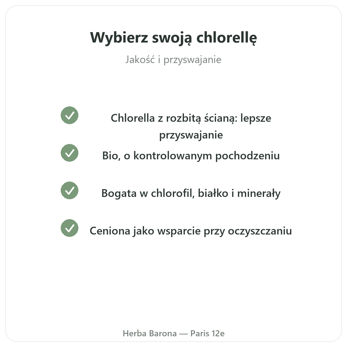 Chlorella - zobowiązania jakościowe Herba Barona
