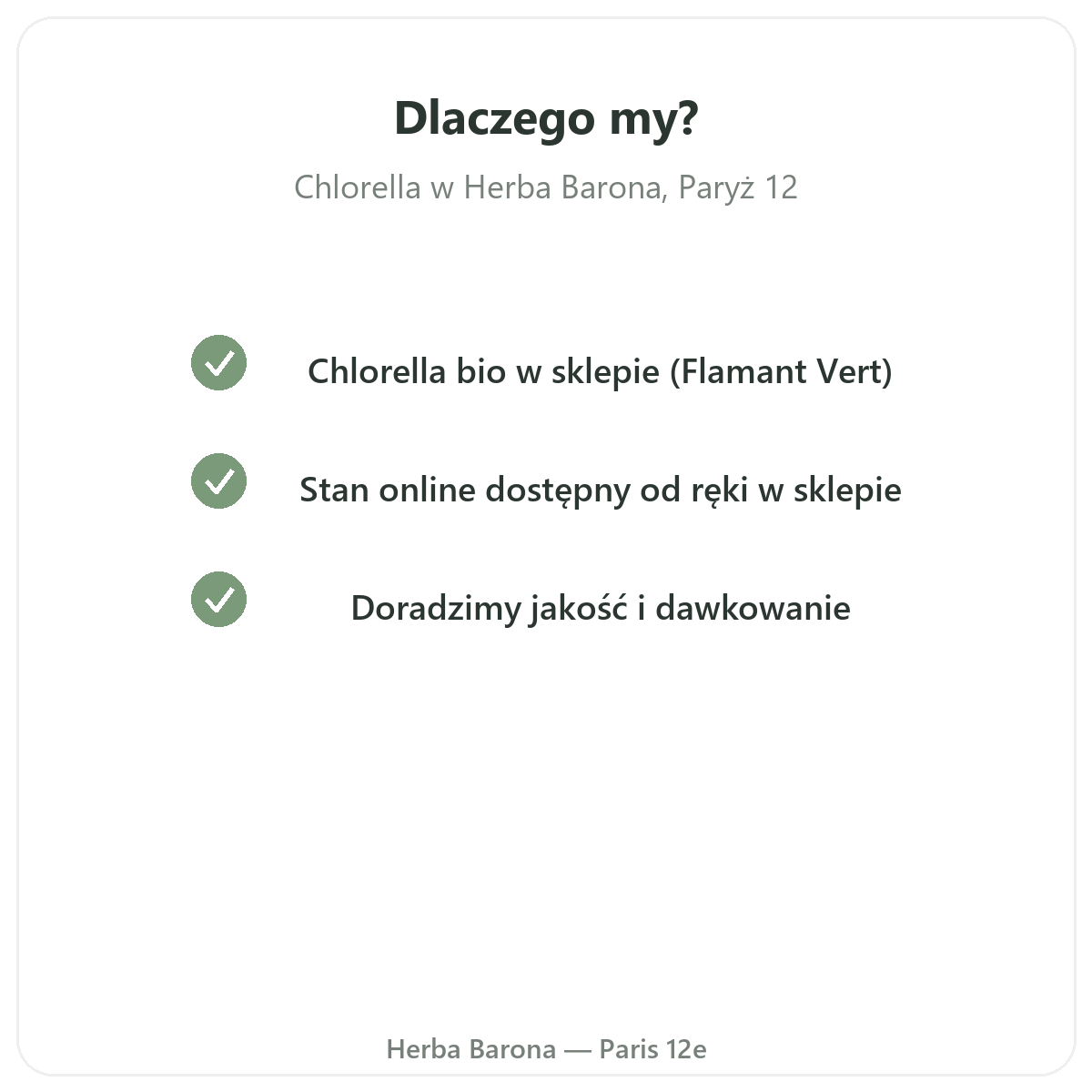 Dlaczego kupić Chlorellę w Herba Barona - wysyłka do Polski