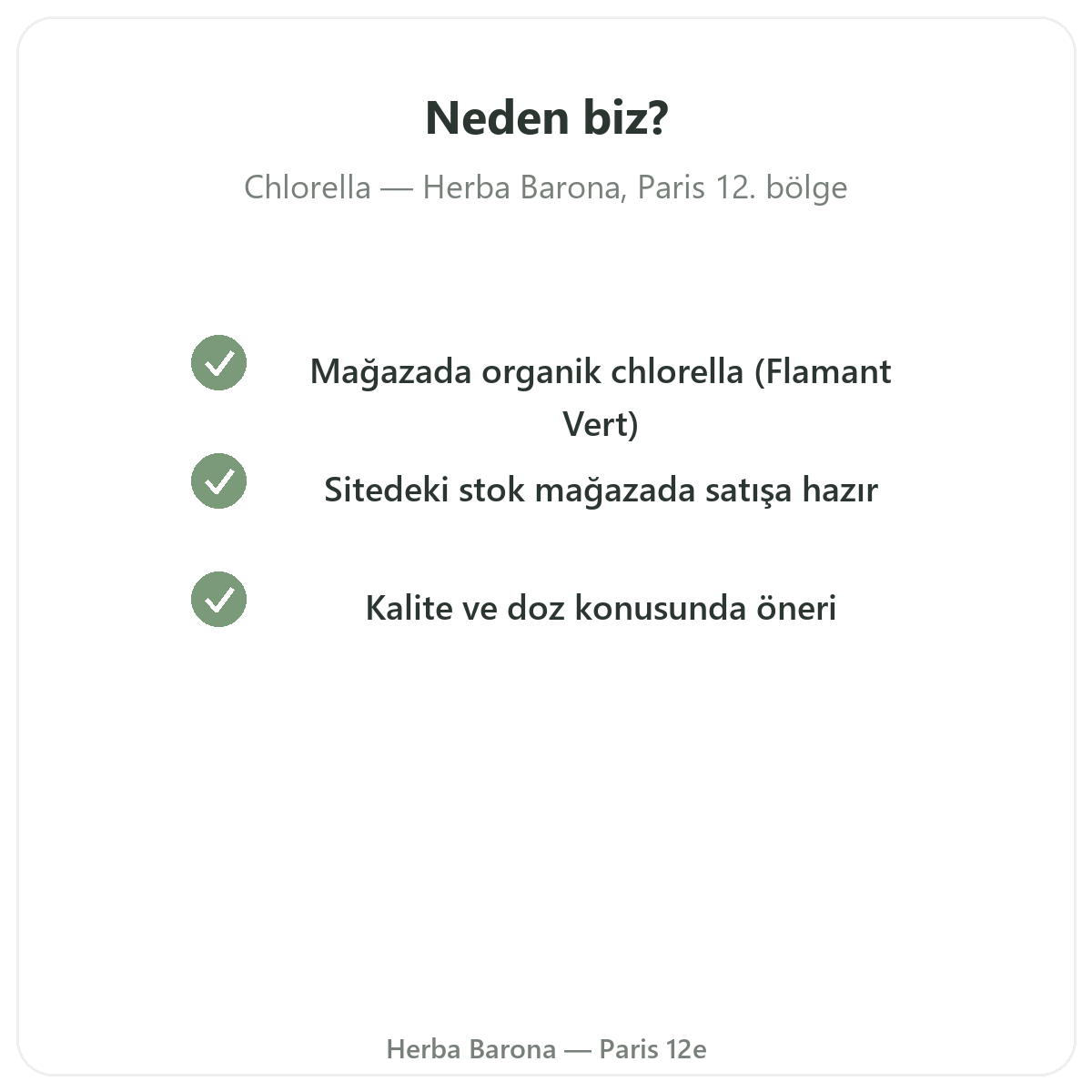 Klorella neden Paris’te Herba Barona Paris 12. bölgeden alınmalı