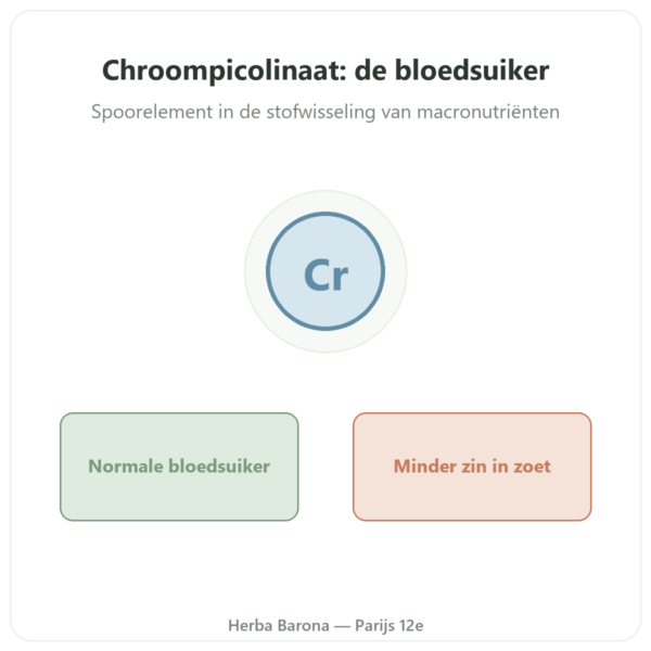Chroompicolinaat 200 µg Novoma - 120 capsules presentatie Paris Herba Barona